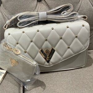 Valentino Orlandi Cream Quilted Crossbody Bag